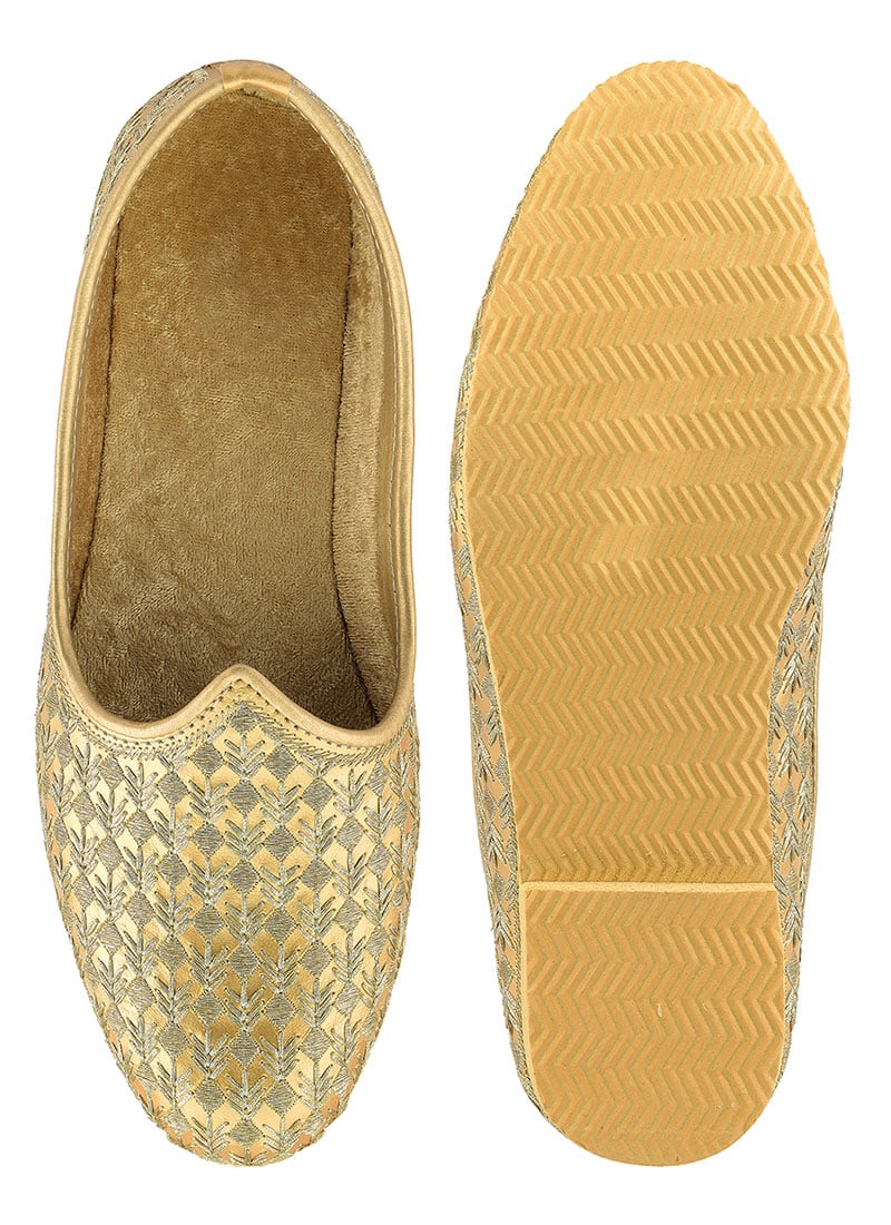 Golden Zari Work Mojri For Men