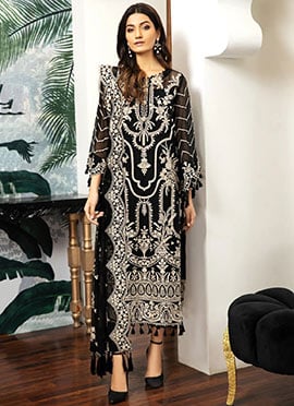 Gorgeiously Sequins Embroidered Organza Straight Pant Suit