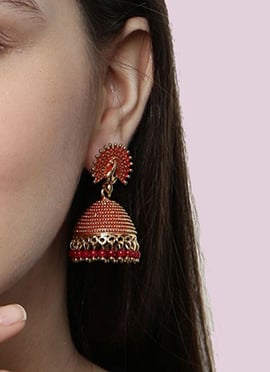 Gorgeous Red Beaded Jhumka