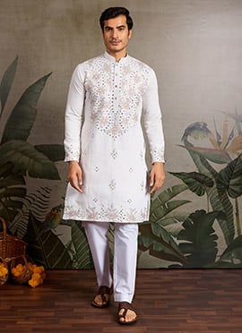 Gorgeous Yellow Viscose Silk Embroidered Sequins Thread Kurta