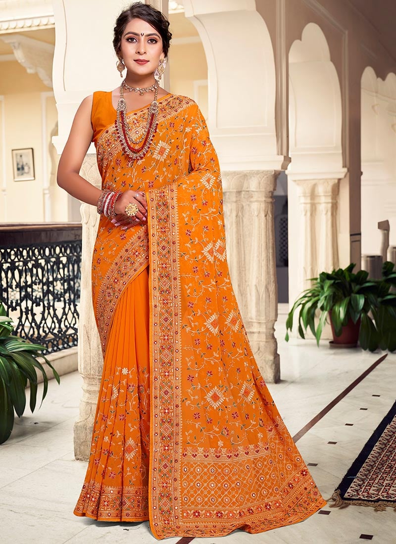 Gorgeously Sequined Embroidered Saree Party Wear