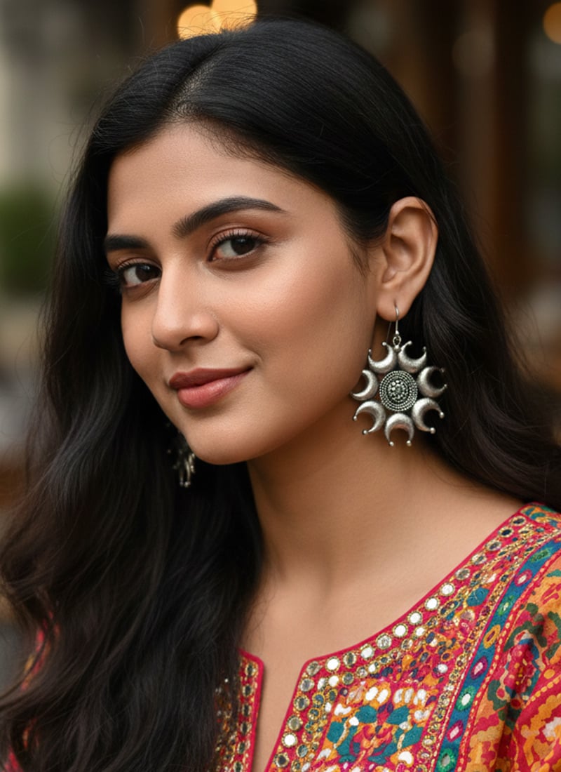 Grace Inspired Silver Oxidised Drop After Six Wear