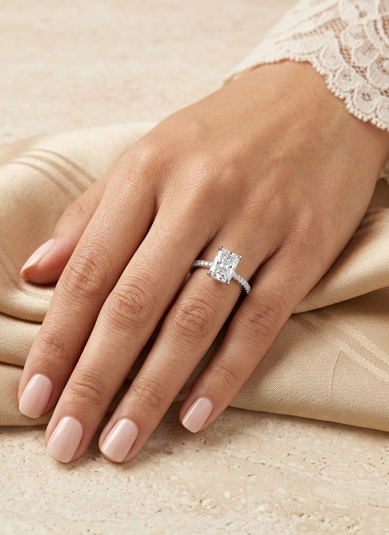 Graceful 925 Sterling Silver Moissanite Ring Wedding Wear
