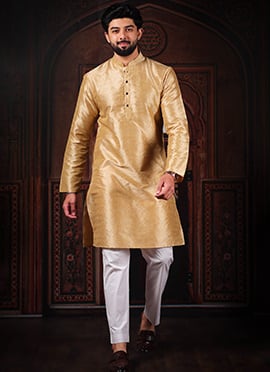 Graceful Beige Silk Woven Designer Kurta Pyjama