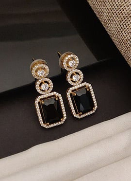 Graceful Black Kundan American Diamond Danglers
