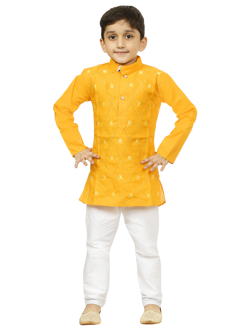 Graceful Blended Cotton Kids Boys Kurta Pyjama