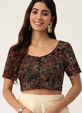 Graceful Brown Cotton Printed Blouse