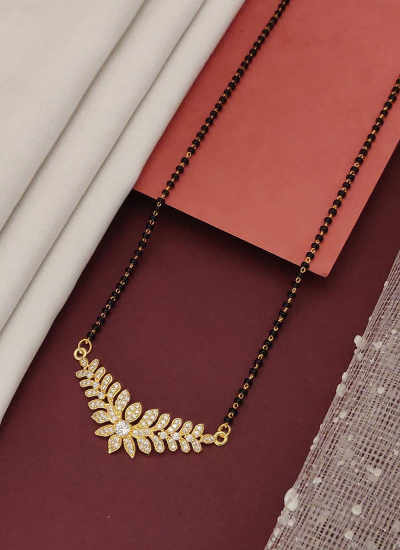 Graceful Gold Beads Stones Mangalsutra Festive Wear