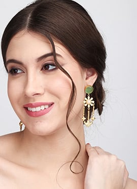 Graceful Gold Pearl Stone Danglers