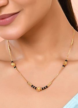 Graceful Gold Plated Black Beads Mangalsutra Necklace for Women