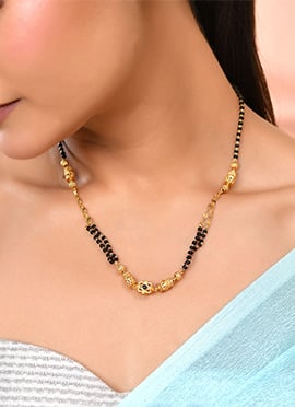Graceful Gold Plated Black Beads Mangalsutra Necklace for Women