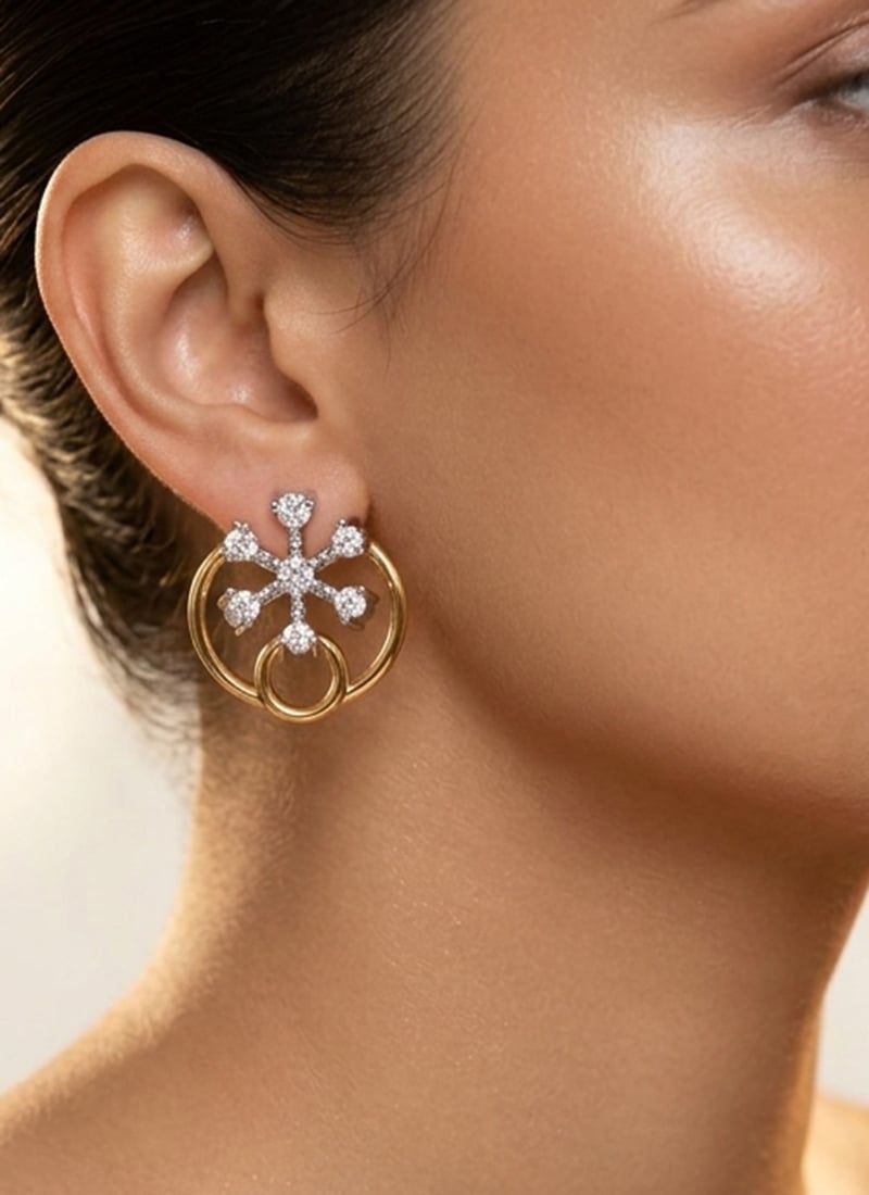 Graceful Golden 925 Sterling Silver Stud Earrings Featuring Moissanite Wedding Wear
