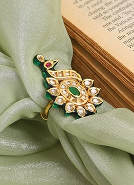 Graceful Green Brass Kundan Ring