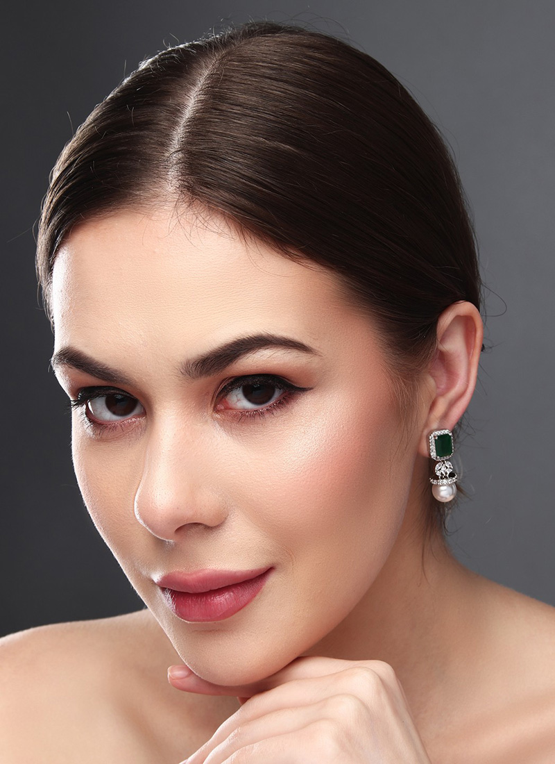 Graceful Green Pearl Stone Drops After Six Wear