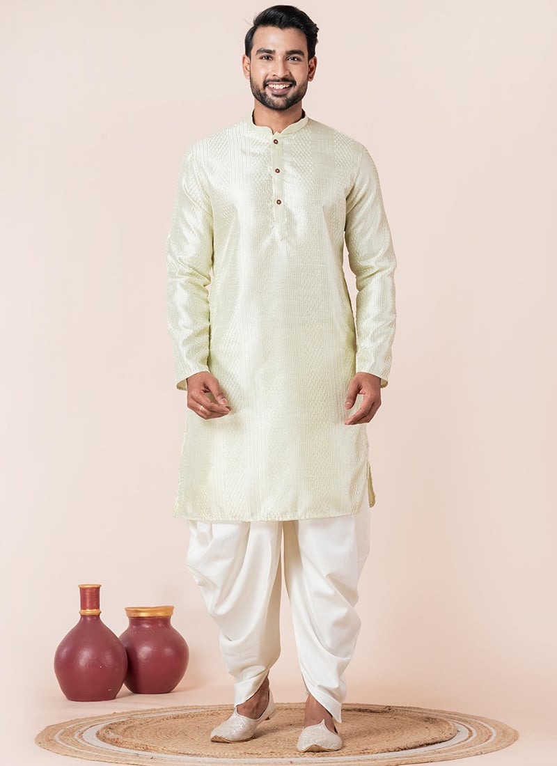 Graceful Green Silk Blend Embroidered Kurta Pyjama Festive Wear