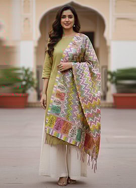 Graceful Green Silk Digital Print Dupatta