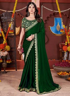 Graceful Green Silk Zari Embroidered Saree