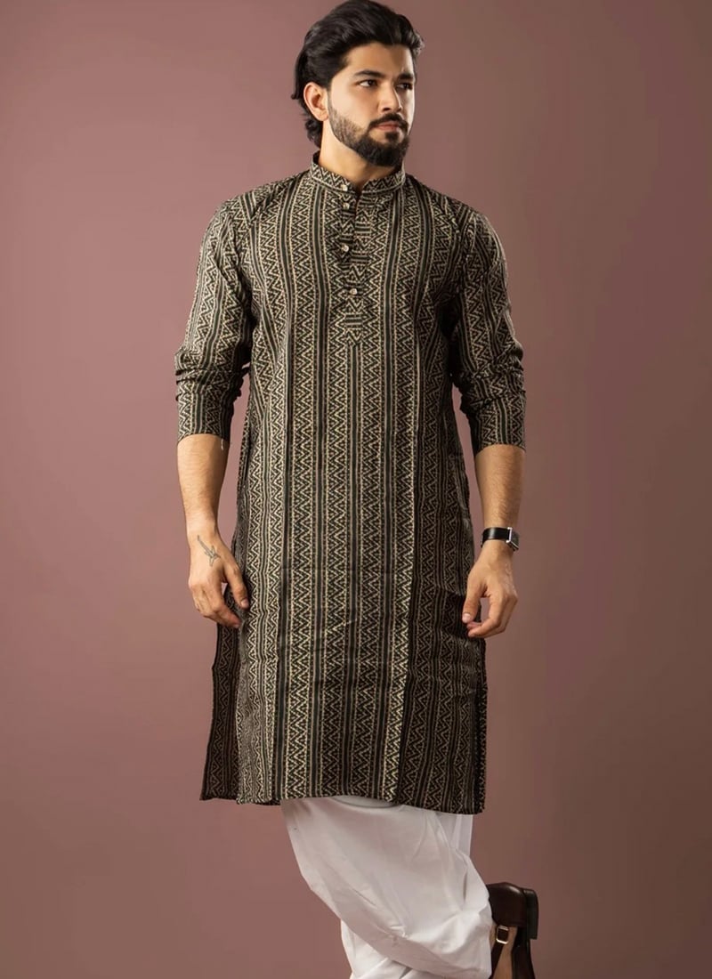 Graceful Mehendi Green Modal Silk Printed Kurta Pyjama Festive Wear