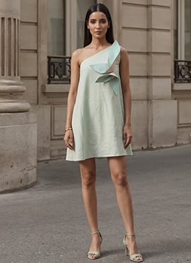 Graceful Mint Green Cotton A Line Dress