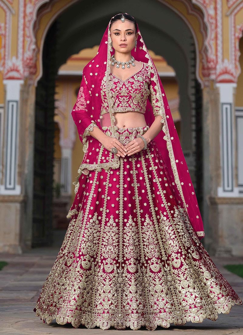 Graceful Pink Embroidered Stone Sequins Lehenga For A Stunning Look Wedding Wear