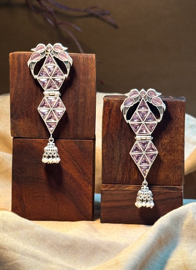 Graceful Pink Kundan Danglers Festive Wear