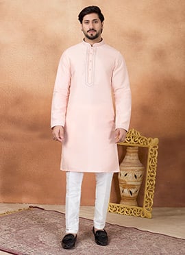 Graceful Pink Silk Kurta Pyjama