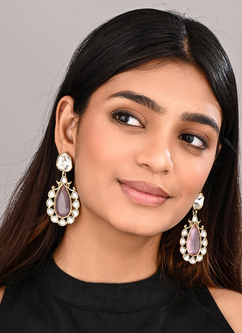 Graceful Pink Stone Drops Festive Wear