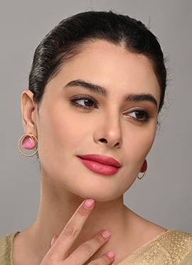 Graceful Pink Stone Hoops