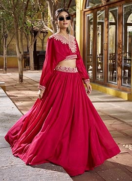 Graceful Pink Vichitra Silk Embroidered Sequins Thread Indowestern Sets