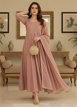 Graceful Pink Vichitra Silk Embroidery Zari Weaving Work Straight Pant Suit