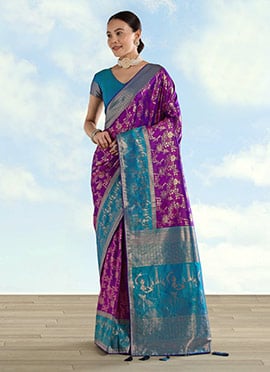 Graceful Purple Banarasi Silk Zari Woven Saree