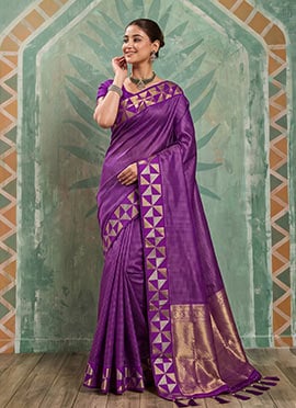 Graceful Purple Silk Zari Saree