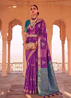 Graceful Purple Silk Zari Saree