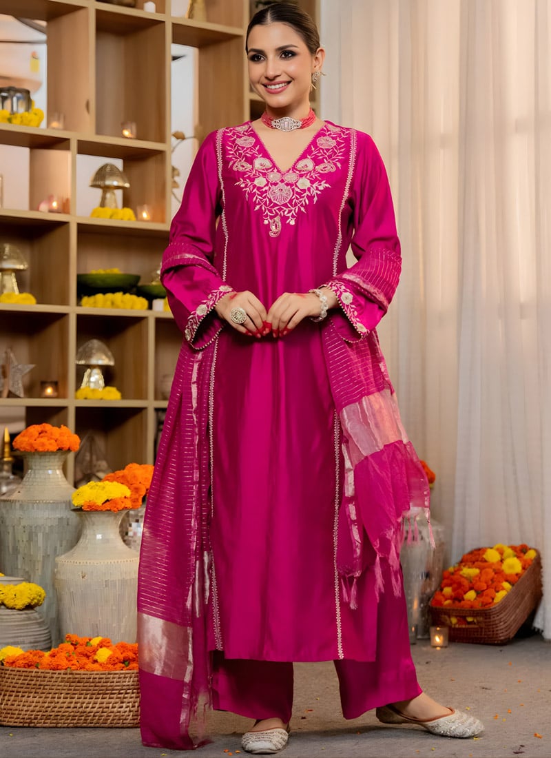 Graceful Rani Viscose Silk Embroidered Straight Pant Suit After Six Wear