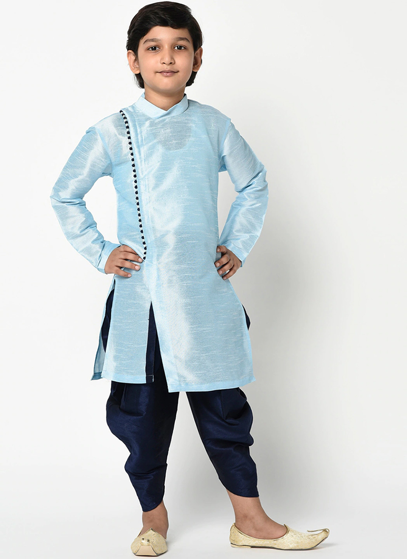 Graceful Silk Dupion Dhoti Style Kids Boys Kurta Pyjama Party Wear