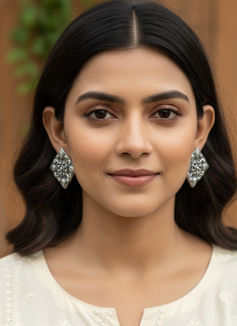 Graceful Silver Drop Earrings After Six Wear