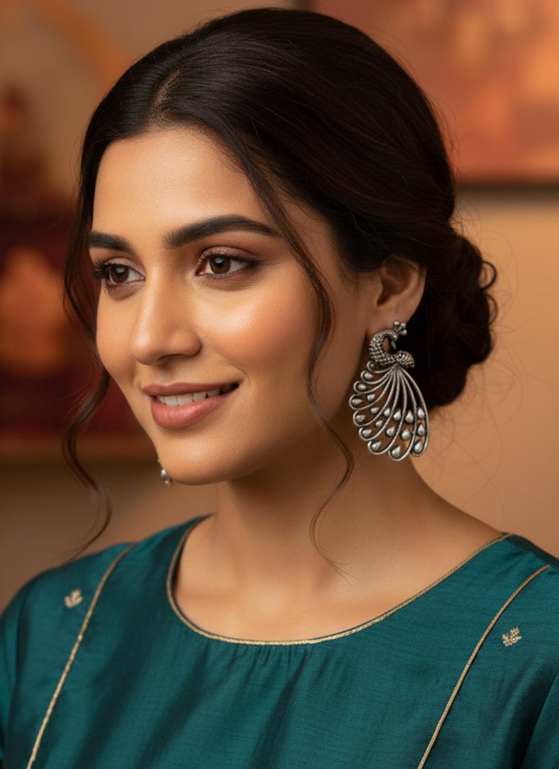 Graceful Silver Oxidised Drop After Six Wear