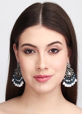 Graceful Silver Pearl Stone Chaand Bali