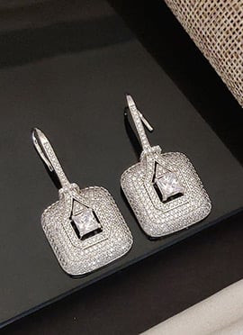 Graceful Silver Stones Cubic Zircon American Diamond Studs