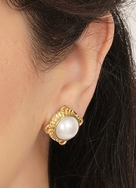 Graceful White Moti Studs
