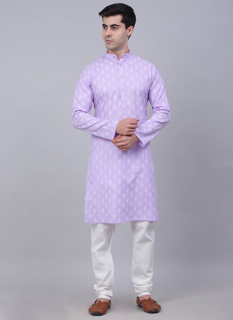 Grand Blended Cotton Printed Kurta Pyjama Party Wear
