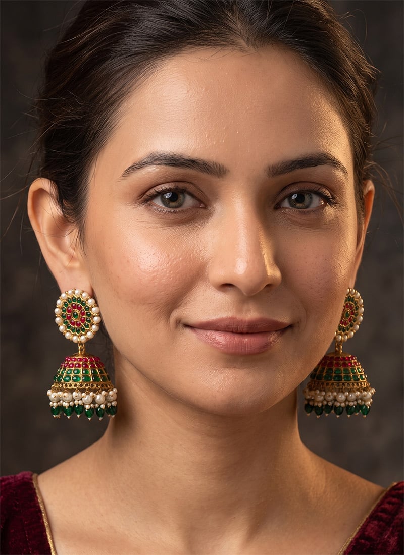 Green Antique Mehendi Polish Jhumka Earrings After Six Wear