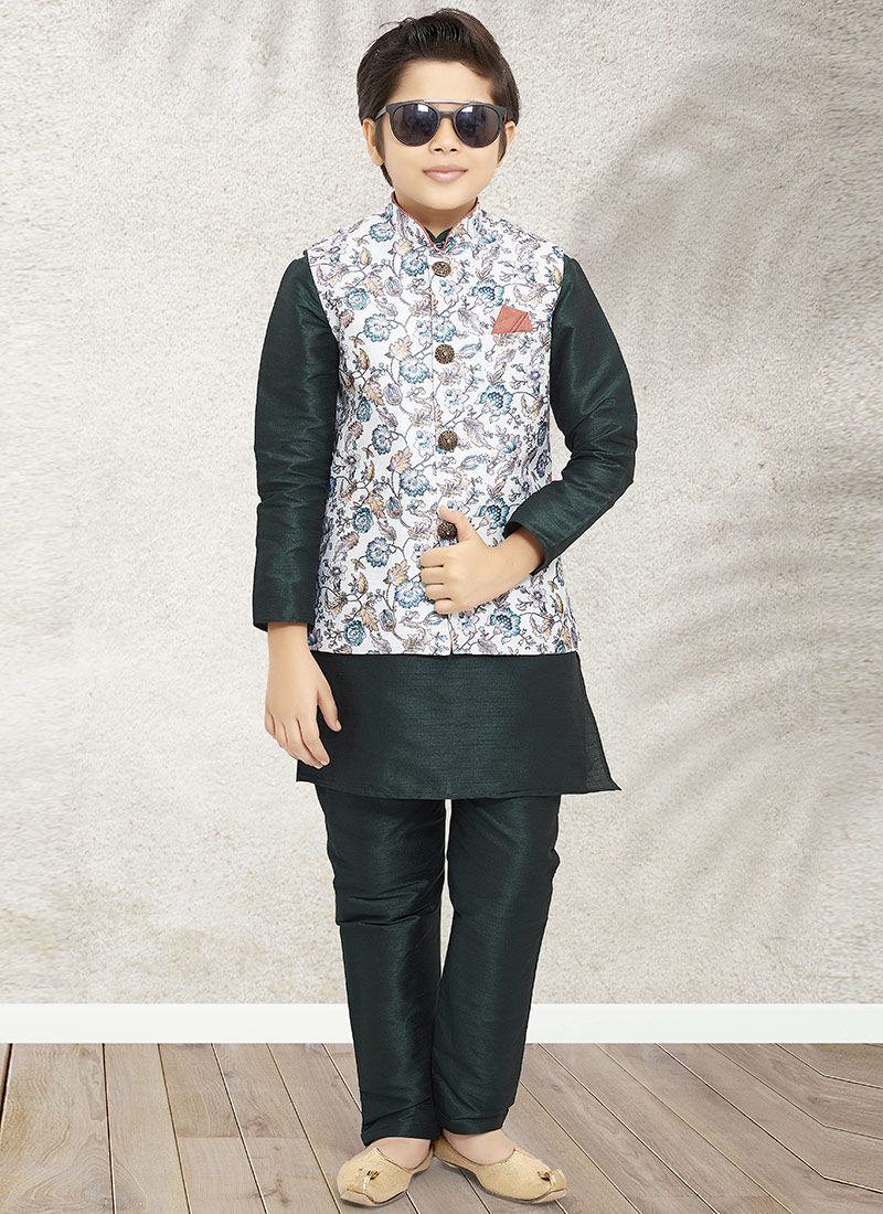 Green Art Banarasi Silk Bandi Set Party Wear
