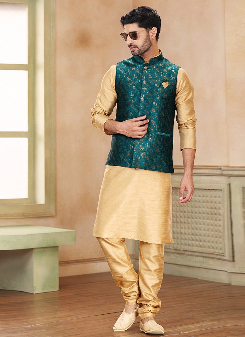 Green Art Silk Bandi Set Festive Wear