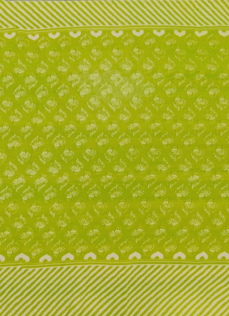 Green Art Silk Cotton Mill Print Fabric