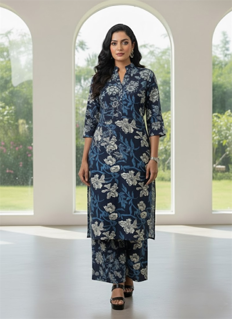 Green Art Silk Cotton Mill Print Kurta Seat After Six Wear