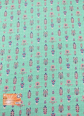 Green Art Silk Digital Print Fabric