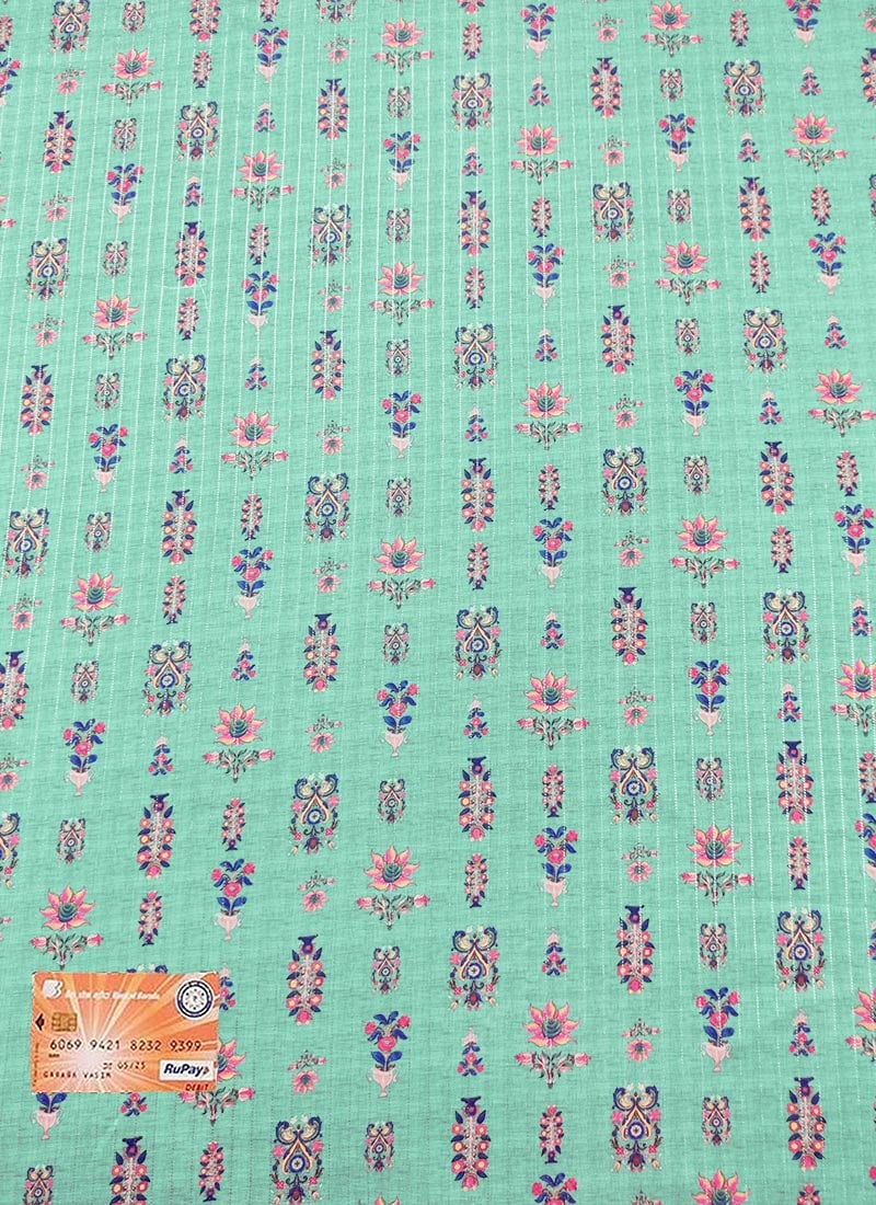 Green Art Silk Digital Print Fabric