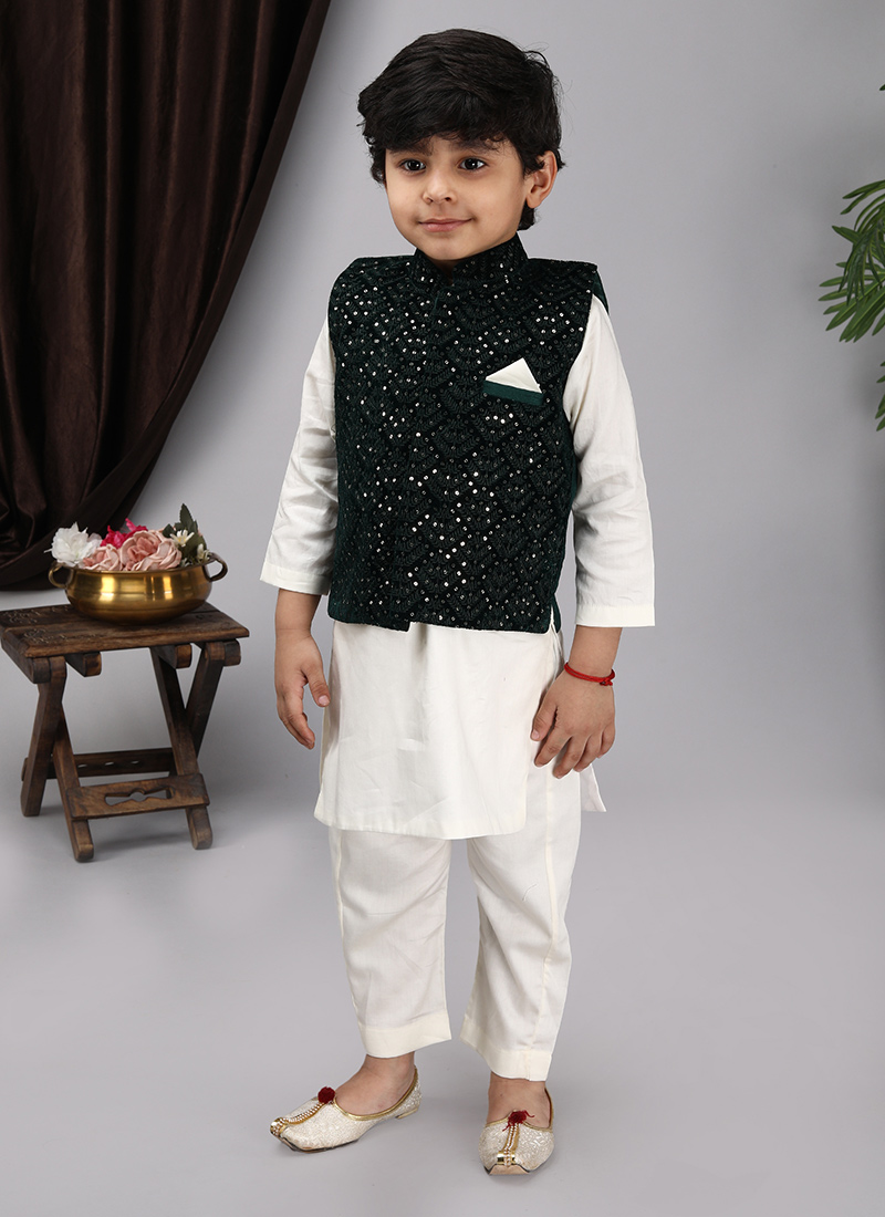 Green Art Silk Embroidered Bandi Set Party Wear