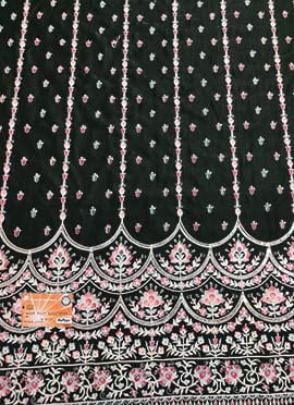 Green Art Silk Embroidered Fabric